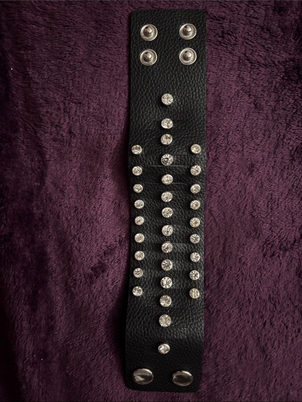 Black Crystal-Stud Wide Bracelet